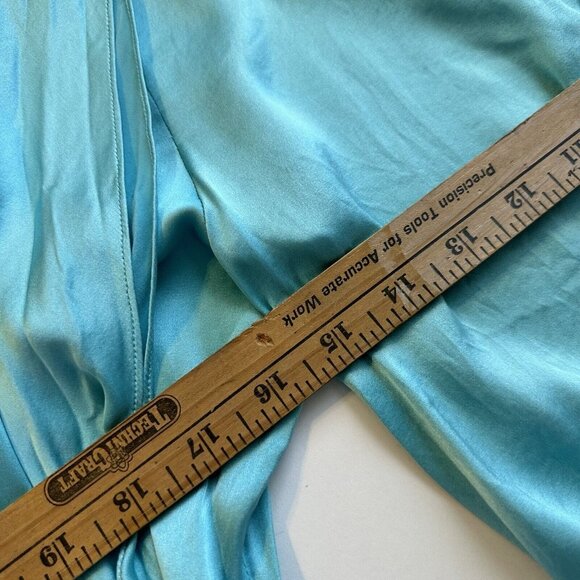 Linda Allard Ellen Tracy Womens Aqua Blue Career Blouse Top Neck Tie PS 4 Silk - Picture 7 of 8